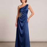 abito con applicazione strass laterale FI7684 BLU MARICLA ELEGANCE 