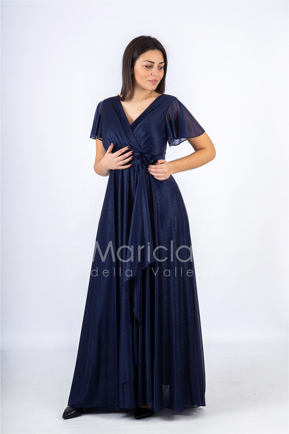 abito con fiore glitter JC34929 BLU MARICLA ELEGANCE 