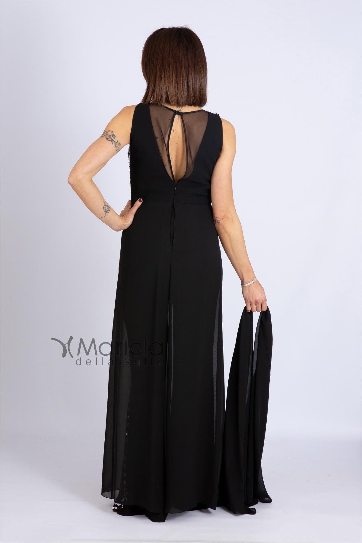 Tuta con paiette PF308 NERO PAOLA FORTI 