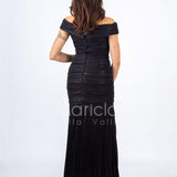 abito sirena glitterato plisse RG3637 NERO GIGLI CERIMONIA 