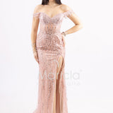 Abito a sirena scollo omerale FP881007 ROSA MARICLA ELEGANCE 
