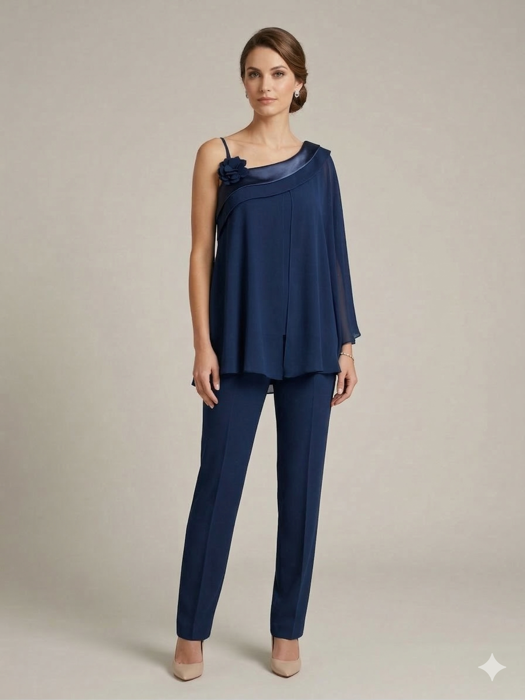 pantalone con casacca monospalla LH312CP BLU LUDOVICA HASSLER 