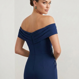 tubino crepe strass CAR58658 BLU MARICLA ELEGANCE 