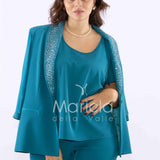 tailleur smoking strass PF2330 PETROLIO PAOLA FORTI 