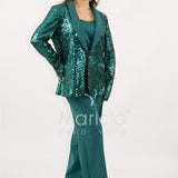 Completo in paiette tailleur  3 pezzi JC35273 VERDE MARICLA ELEGANCE 