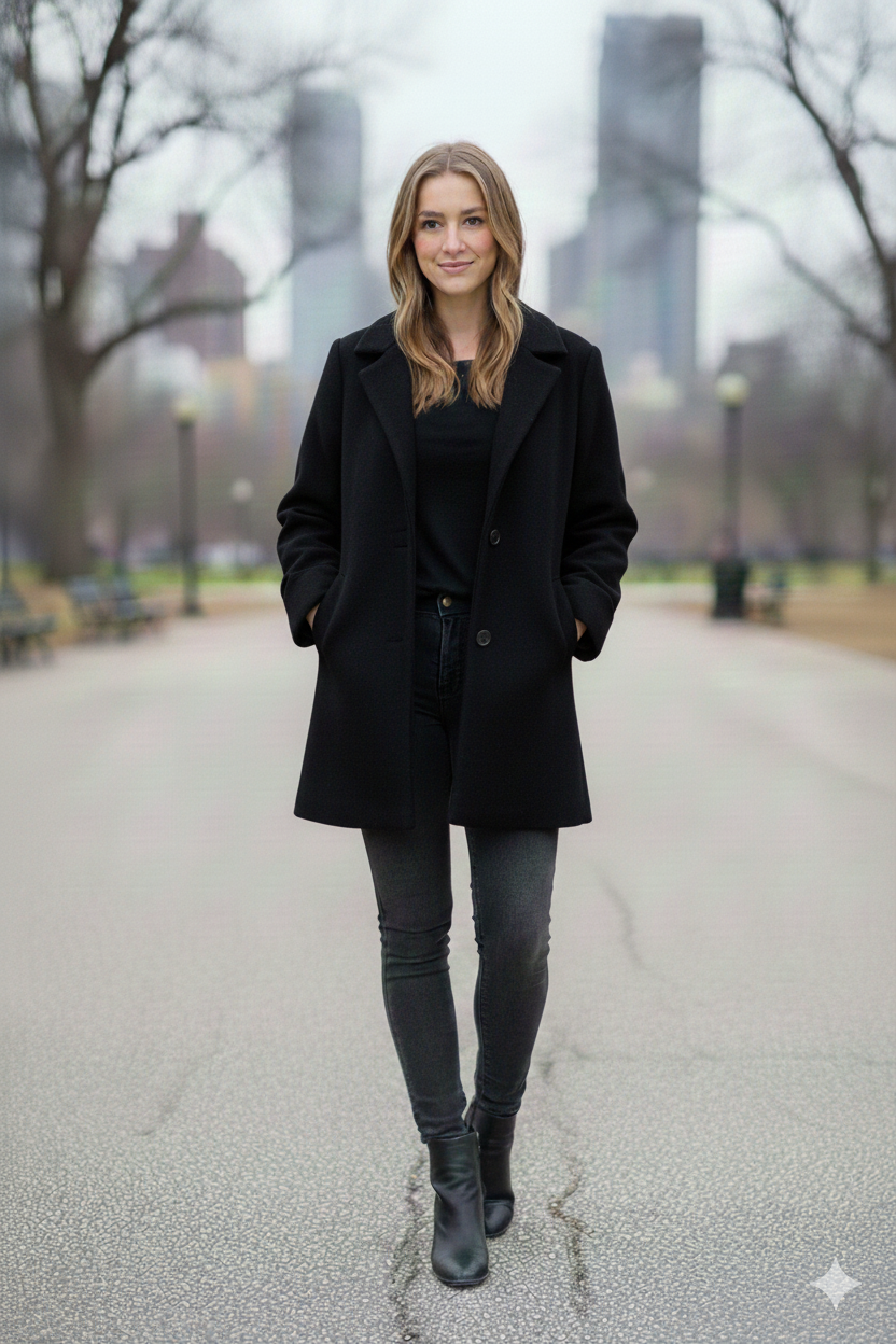 cappotto medio con martingana ROMI2726 NERO MARICLA 