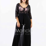 tuta manica 3/4 pizzo SH603 NERO SHARON 