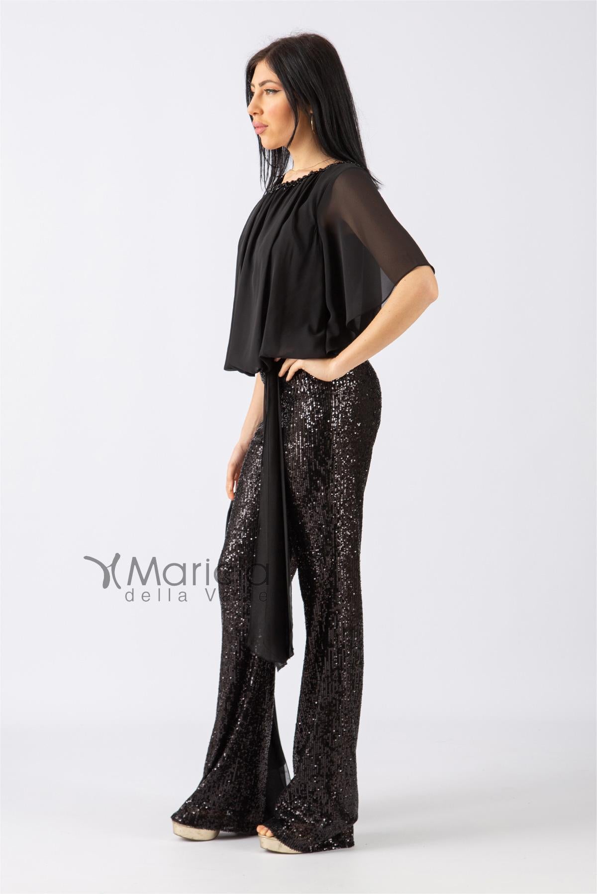 Tuta con pantalone paillettes LDR7 NERO LES DEMOISELLES 