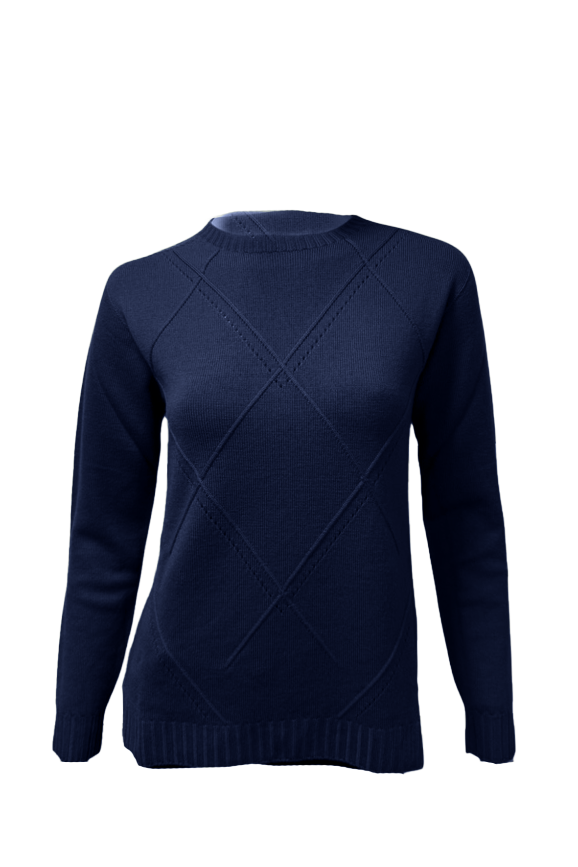 Maglia  a rombi 100% lana CF4366 BLU CARLA FERRONI 