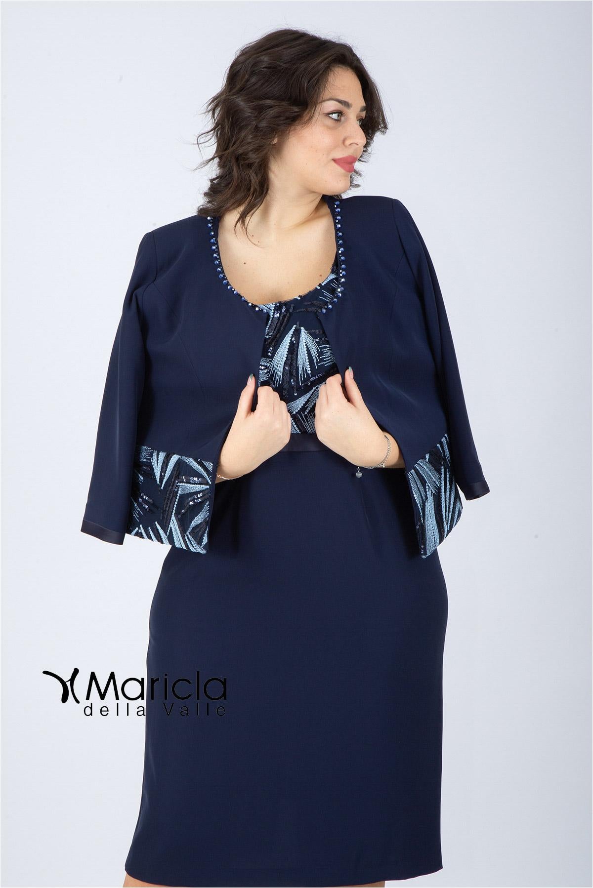 tubino+bolero PF410 BLU PAOLA FORTI 