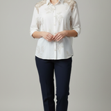 Camicia Ricami Floreali e Inserti in Pizzo DALIA BIANCO MARICLA 