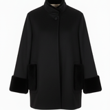 Cappotto con manicotti in pelliccia ROMI2734 NERO MARICLA 