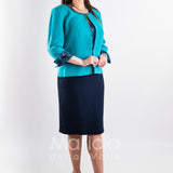 tubino ricamo con bolero ricamo PF3170 BLU PAOLA FORTI 