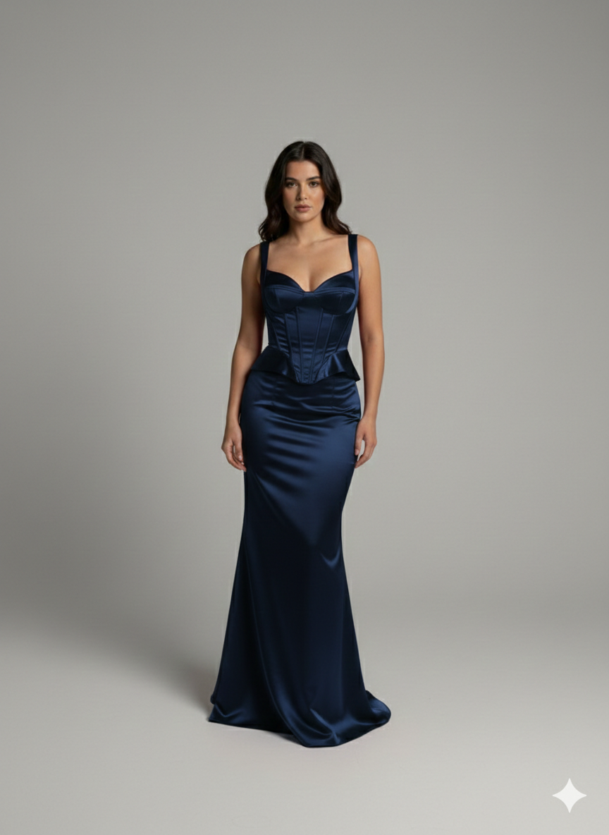 Abito a sirena con corpetto JC35420 BLU MARICLA ELEGANCE 