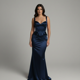 Abito a sirena con corpetto JC35420 BLU MARICLA ELEGANCE 