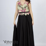 Abito con corpetto ricamo ANT19012DX NERO ANTILLE ELEGANCE 