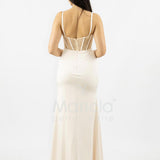 abito lungo corpetto strass e arriccio laterale ANT25024XJ NUDE ANTILLE ELEGANCE 