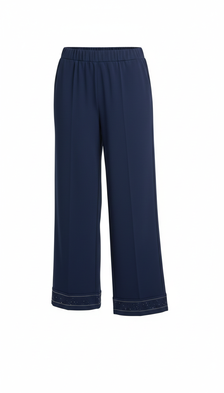 pantalone fluido con piegone strass FFTITTY BLU MARICLA 