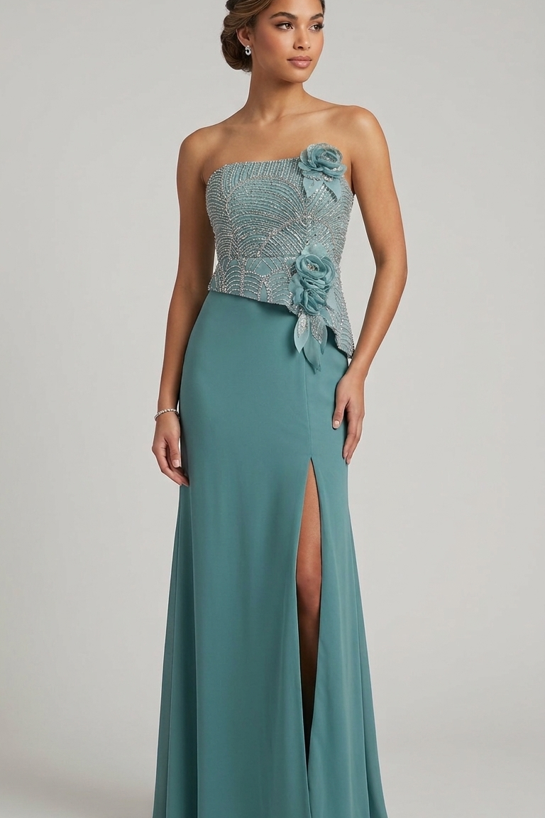 abito con baschina traverso strass KNK683 MENTA MARICLA ELEGANCE 