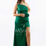 abito con fiore arricciato CAR58366 VERDE MARICLA ELEGANCE 