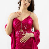 abito lungo drappeggiato effetto bagnato JC35251 FUCSIA MARICLA ELEGANCE 
