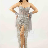 abito paiette con trasparenza e culotte SH848AL ARGENTO SHARON 