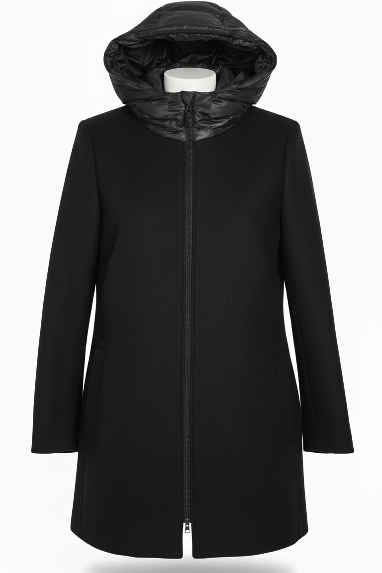 Giaccone in panno con cappuccio MARGARET NERO MARICLA 