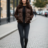 giaccone medio piumino e pelliccia AZ43P MORO MARICLA 