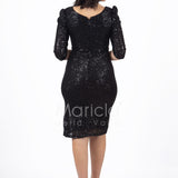 abito manica 3/4 paiette JC35026 NERO MARICLA ELEGANCE 