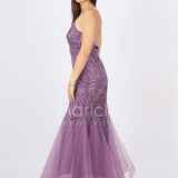 abito lungo glitter con triangoli toulle FI7269 LAVANDA MARICLA ELEGANCE 