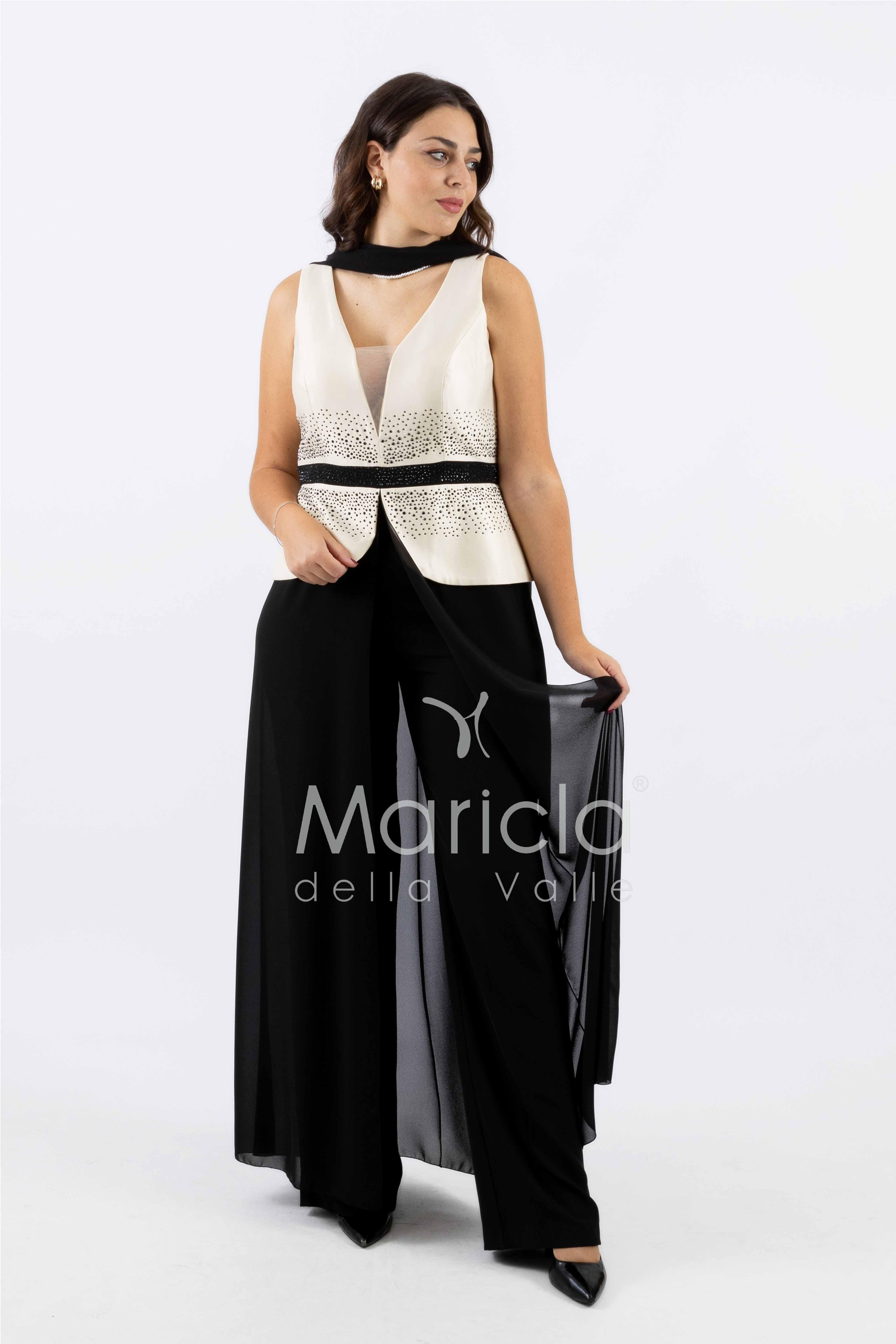 tuta con baschina e strass SH611 NERO SHARON 