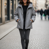 Giaccone Piumino Misto Lana Corto con Maniche Imbottite AZ88P GRIGIO MARICLA 