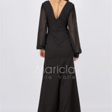 abito manica lunga con gioiello CAR58137 NERO MARICLA ELEGANCE 