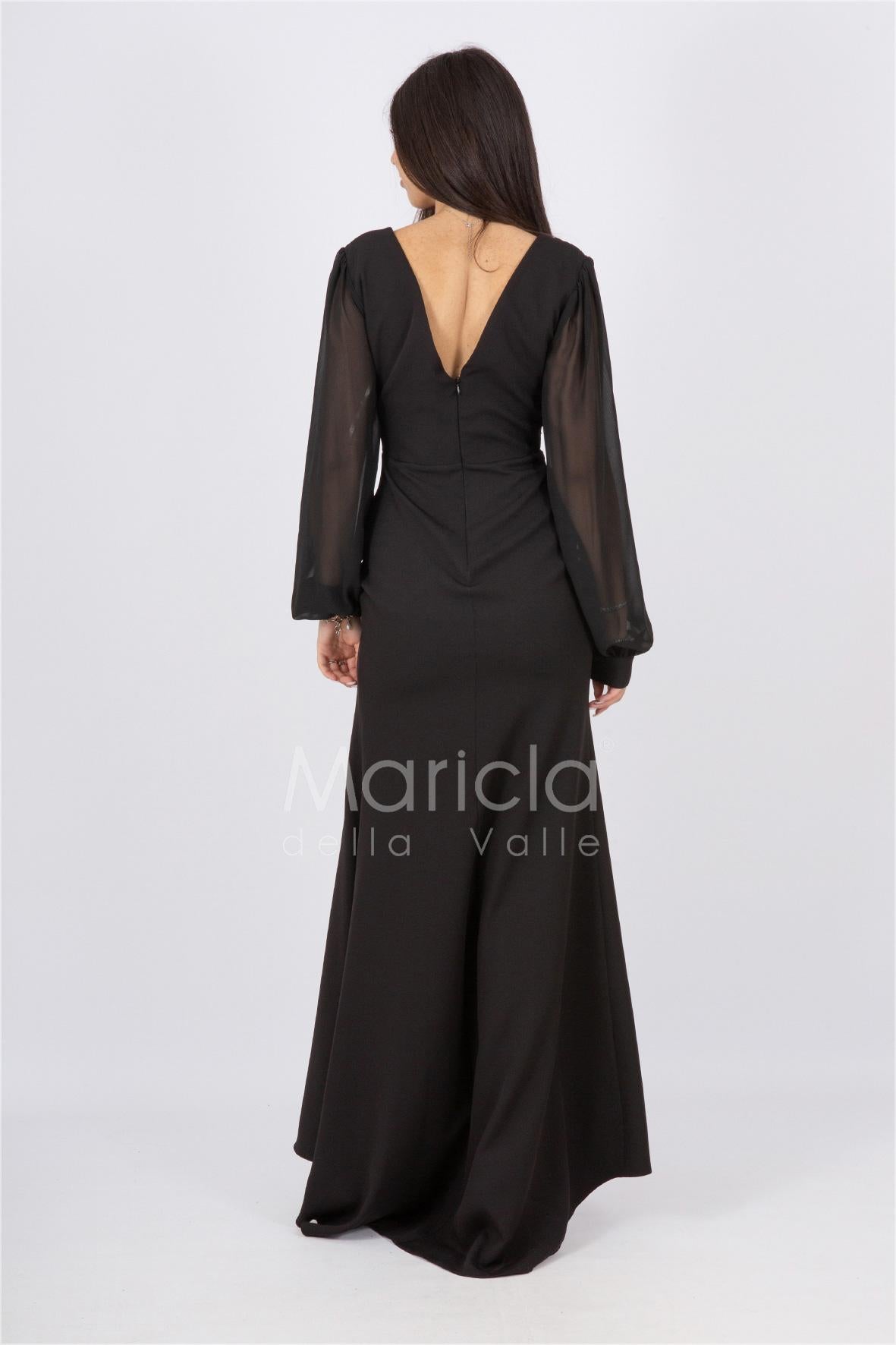abito manica lunga con gioiello CAR58137 NERO MARICLA ELEGANCE 
