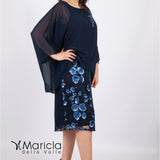 Abito midi con cappa SG7090 BLU SOLO GIOIE 