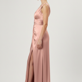abito lungo con scollo sceso e spalla larga HC9682 ROSA MARICLA ELEGANCE 