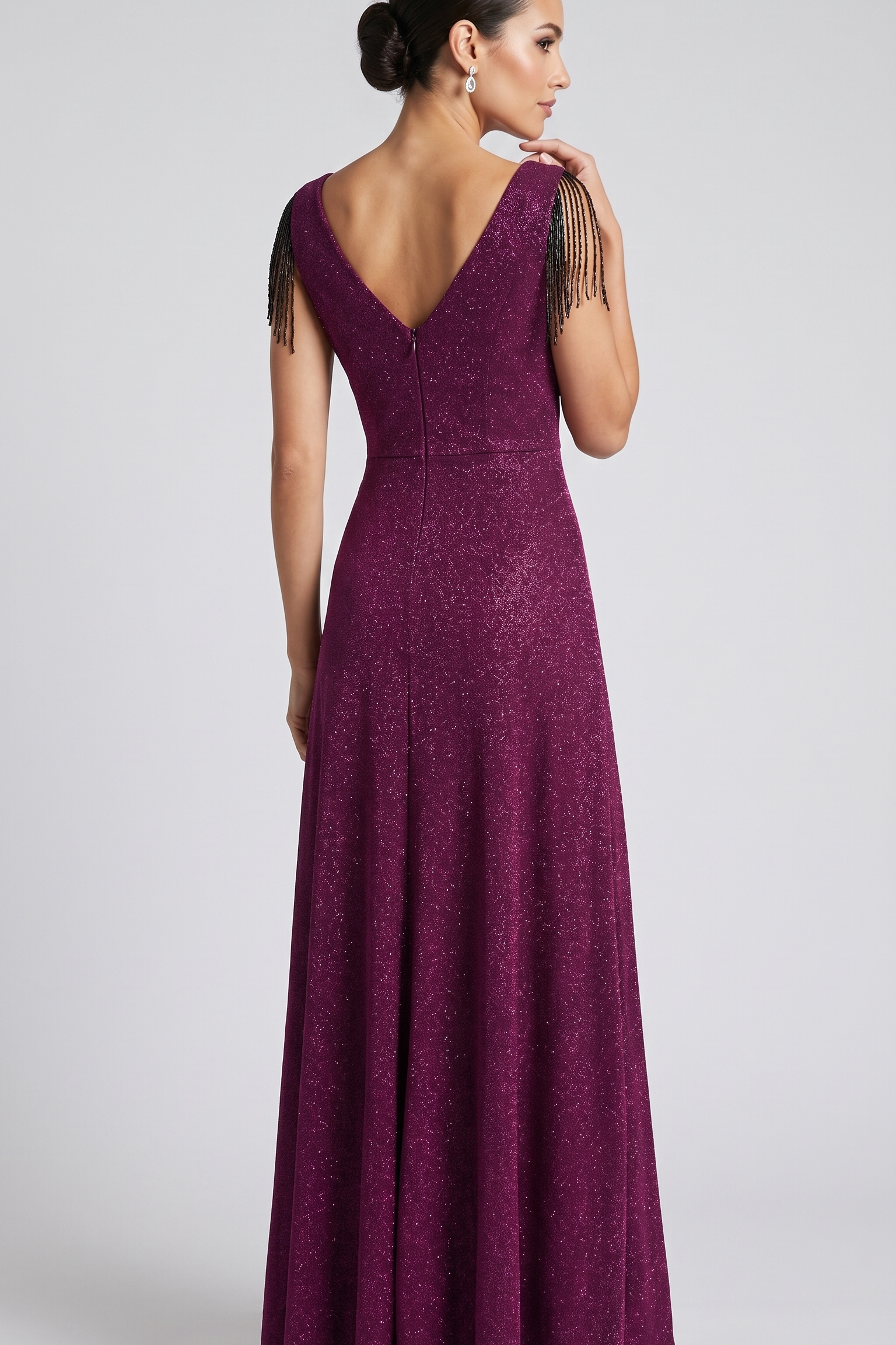 abito glitter fusciacca laterale FI7599 AMETISTA MARICLA ELEGANCE 
