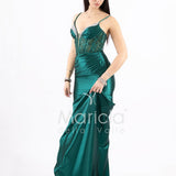abito lungo corpetto corsetto in strass FP839019 VERDE MARICLA ELEGANCE 