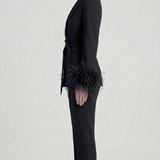 tailleur doppio petto con piume EC04602 NERO MARICLA 