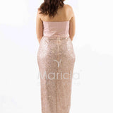 abito lungo strass e fiore DEG55853 RAME MARICLA ELEGANCE 