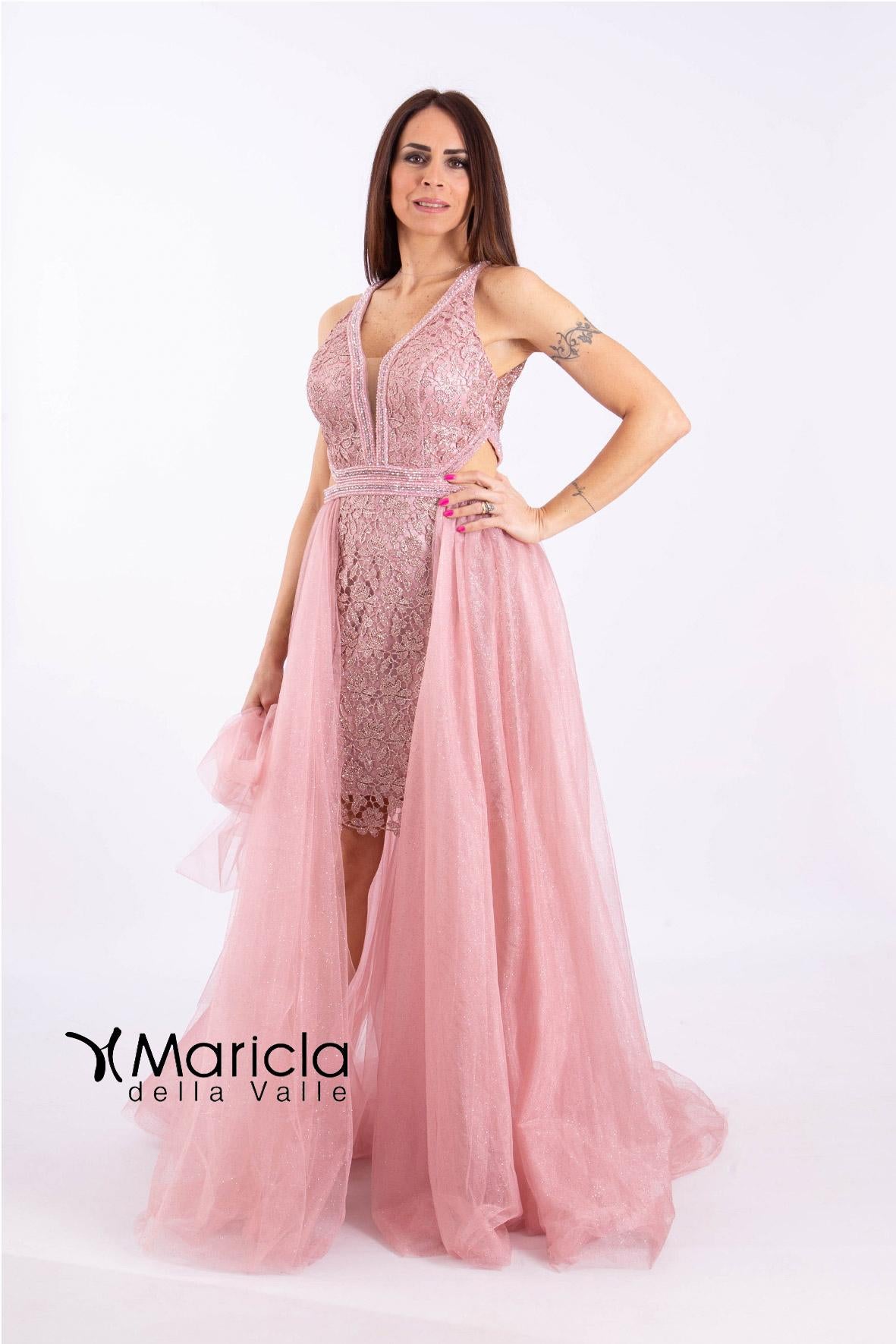 macramè con toulle CAN8053 ROSA MARICLA ELEGANCE 