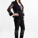 tailleur 3 pz ricamati PF217 NERO PAOLA FORTI 