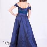 Abito lungo scollo omerale<BR/> ANT191038 BLU ANTILLE ELEGANCE 