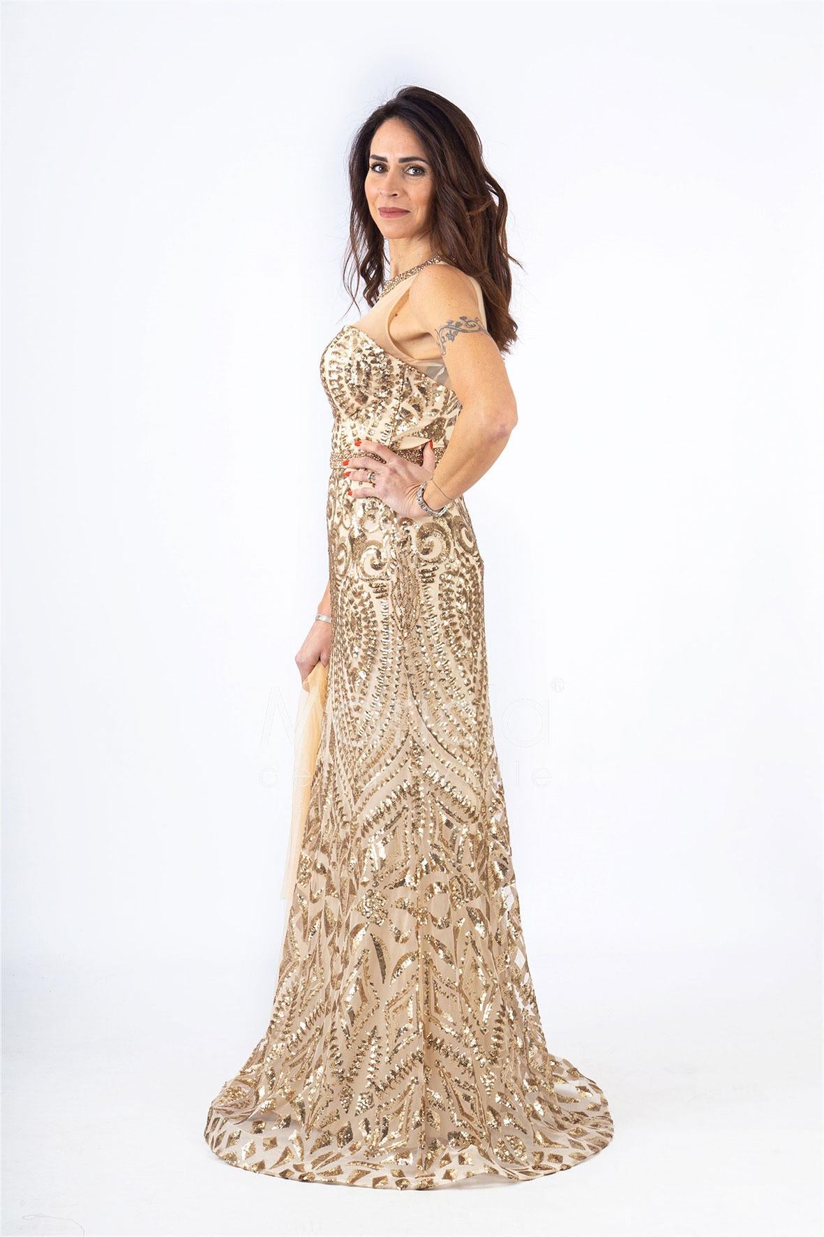 lungo paiette sirena RG4239 ORO GIGLI CERIMONIA 