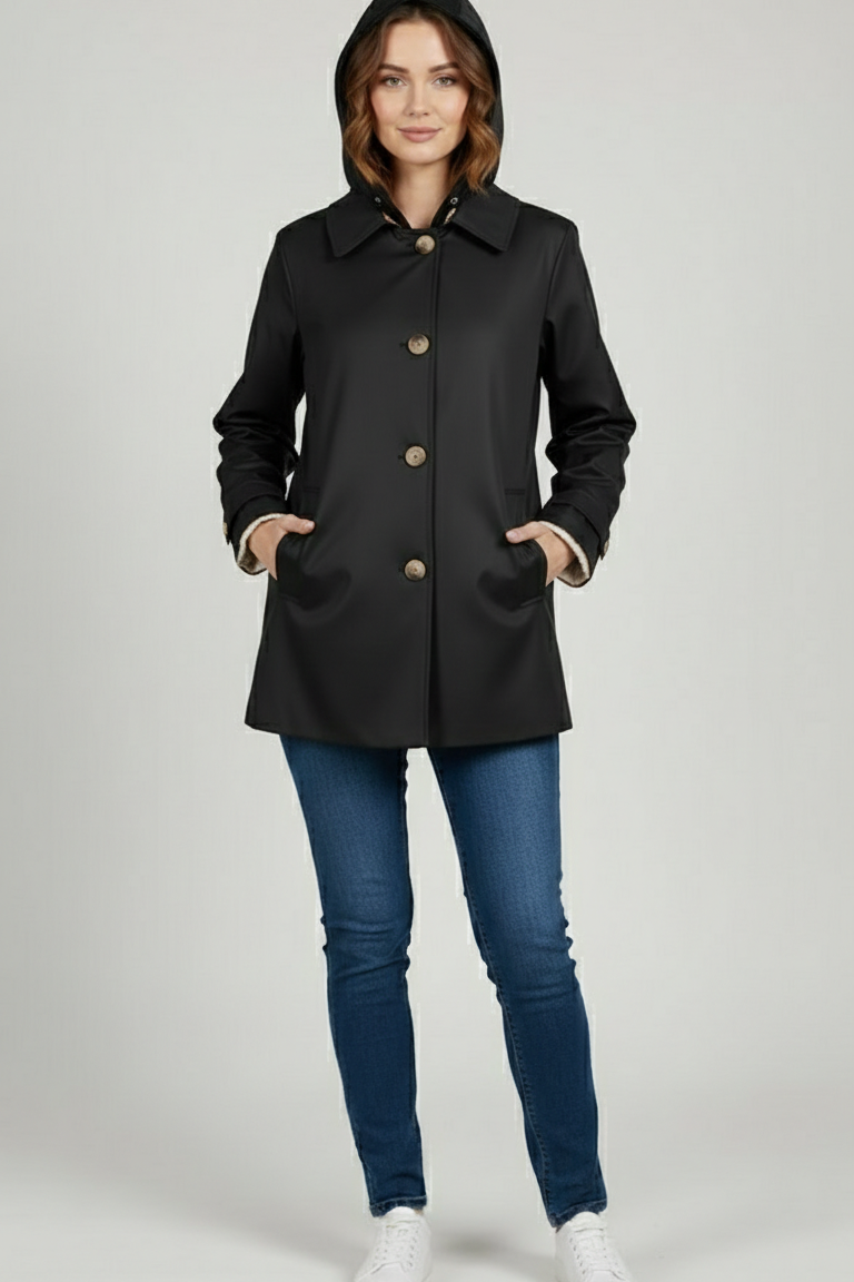 Giaccone caban reversibile cappuccio CF22196 BEIGE CARLA FERRONI 