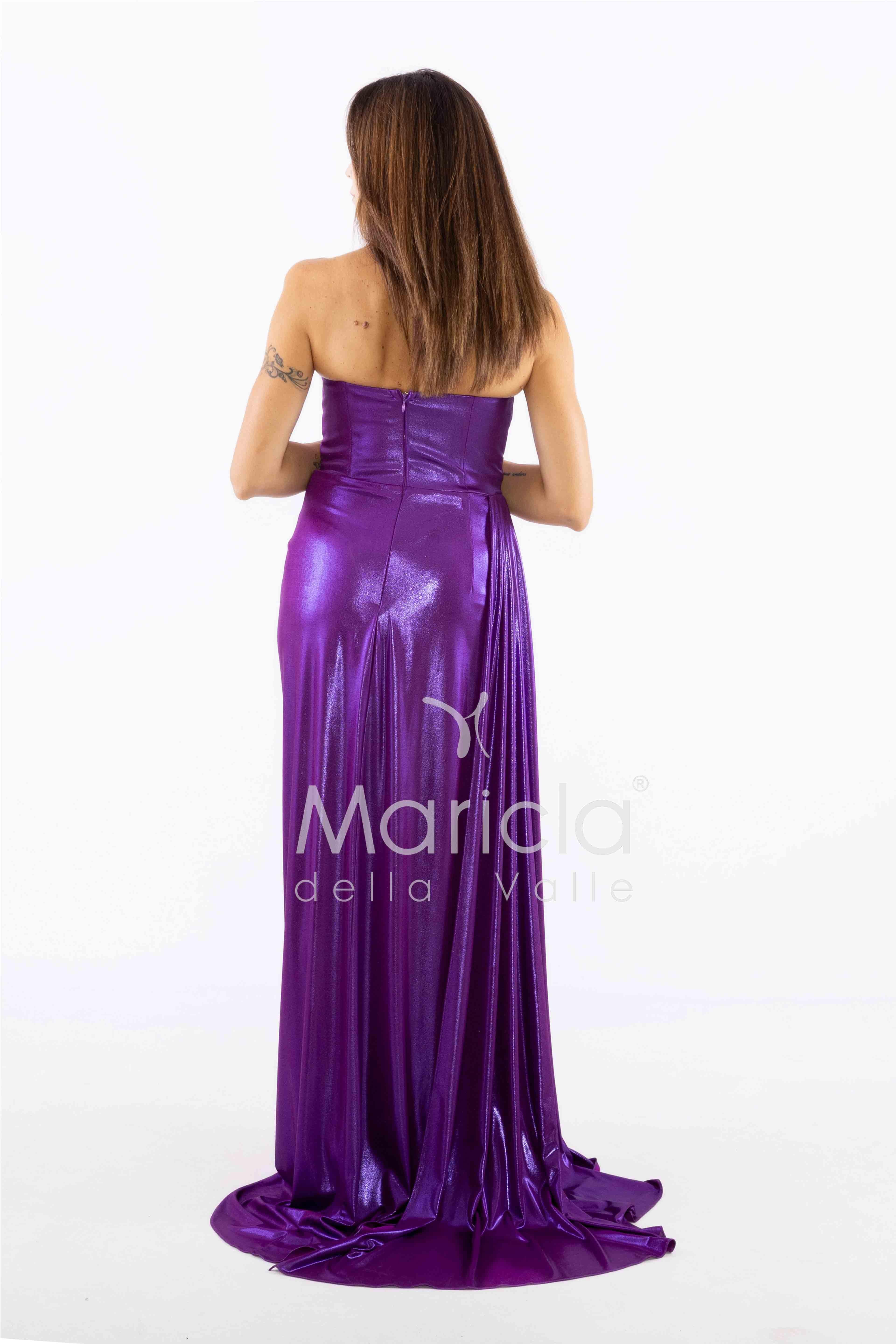 Abito lungo effetto bagnato CAR58380 VIOLA MARICLA ELEGANCE 