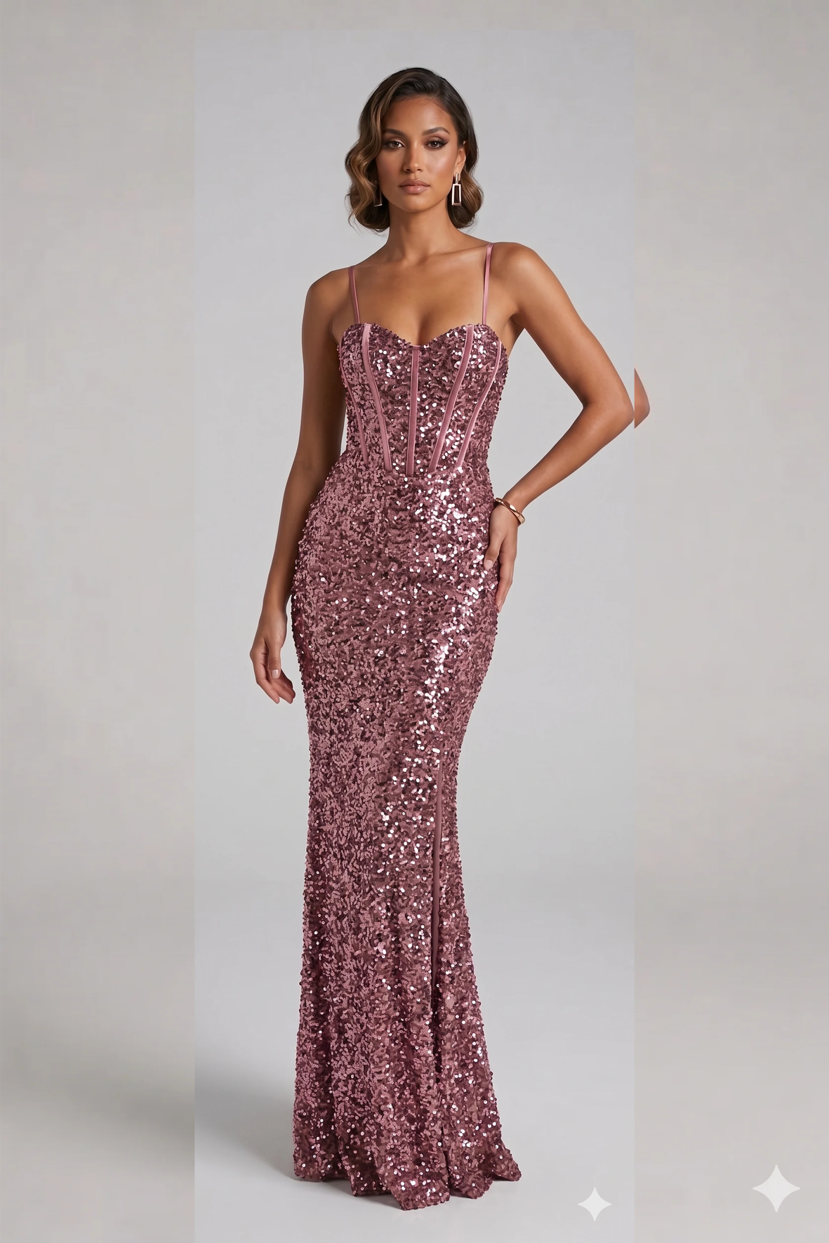 Abito a sirena in paillettes FI11093 ROSA MARICLA ELEGANCE 