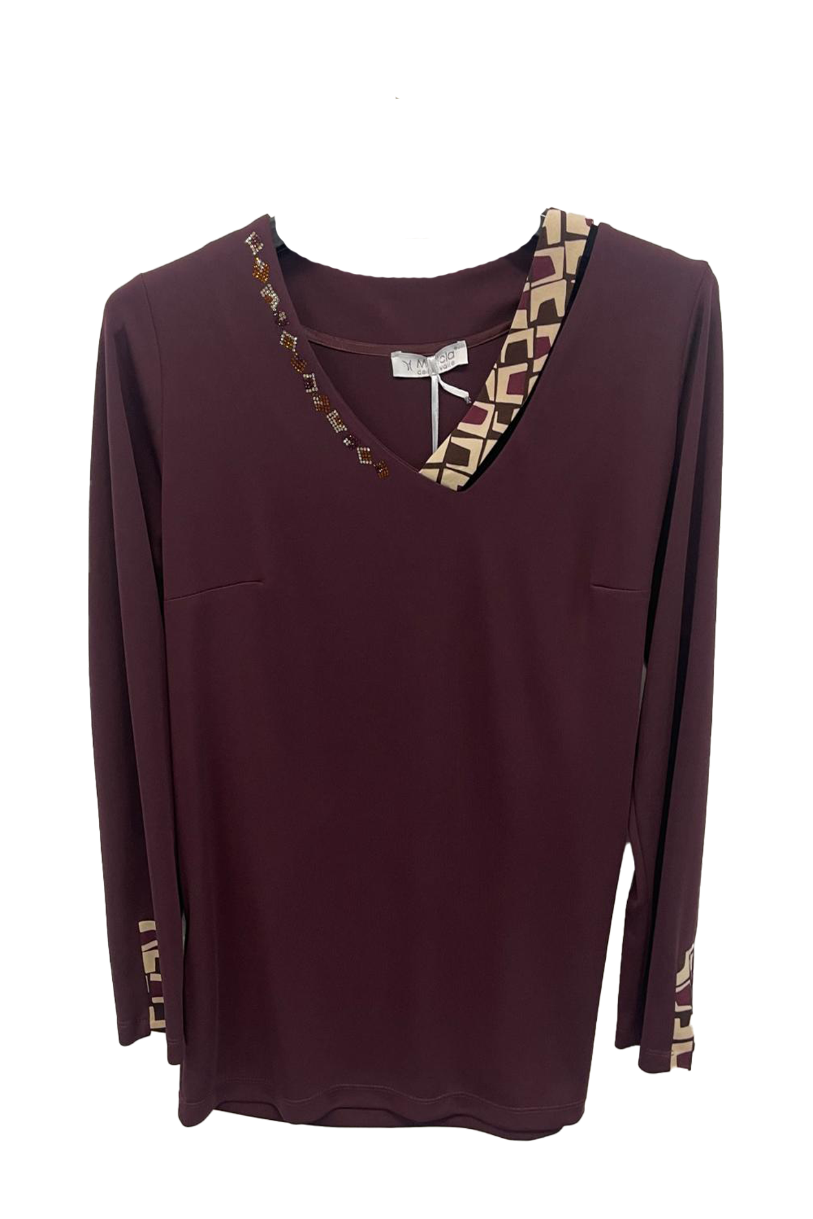 maglia punta con inserto fantasia PER25600 AMARONE MARICLA 