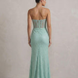 abito lungo macramè CAR58589 MENTA MARICLA ELEGANCE 