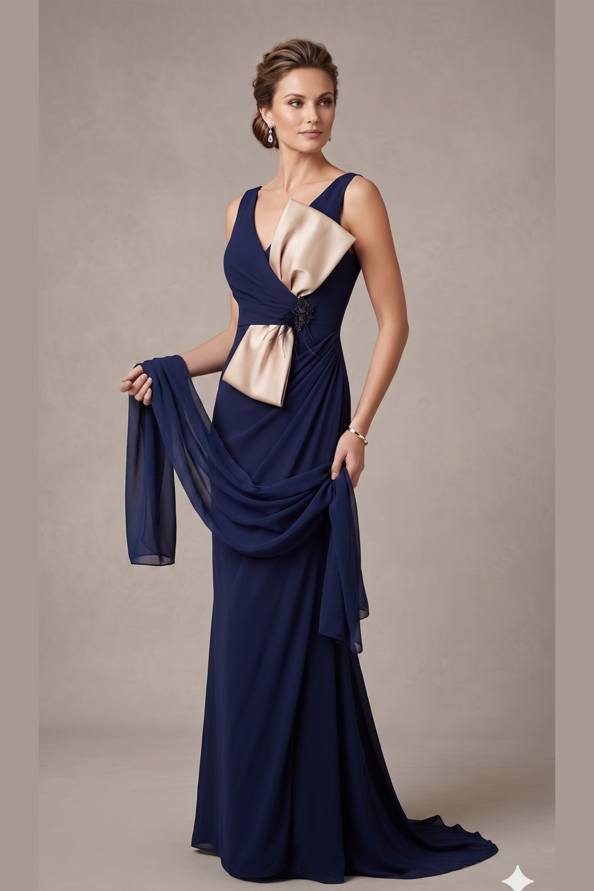 abito con fiocco bicolore ALC16 BLU MARICLA ELEGANCE 